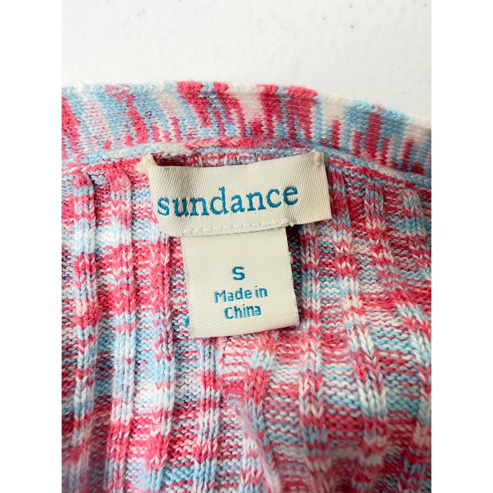 Sundance Pink Blue Space Dye Ribbed Henley Top Long Sleeve Button Cuff Small - Picture 3 of 8